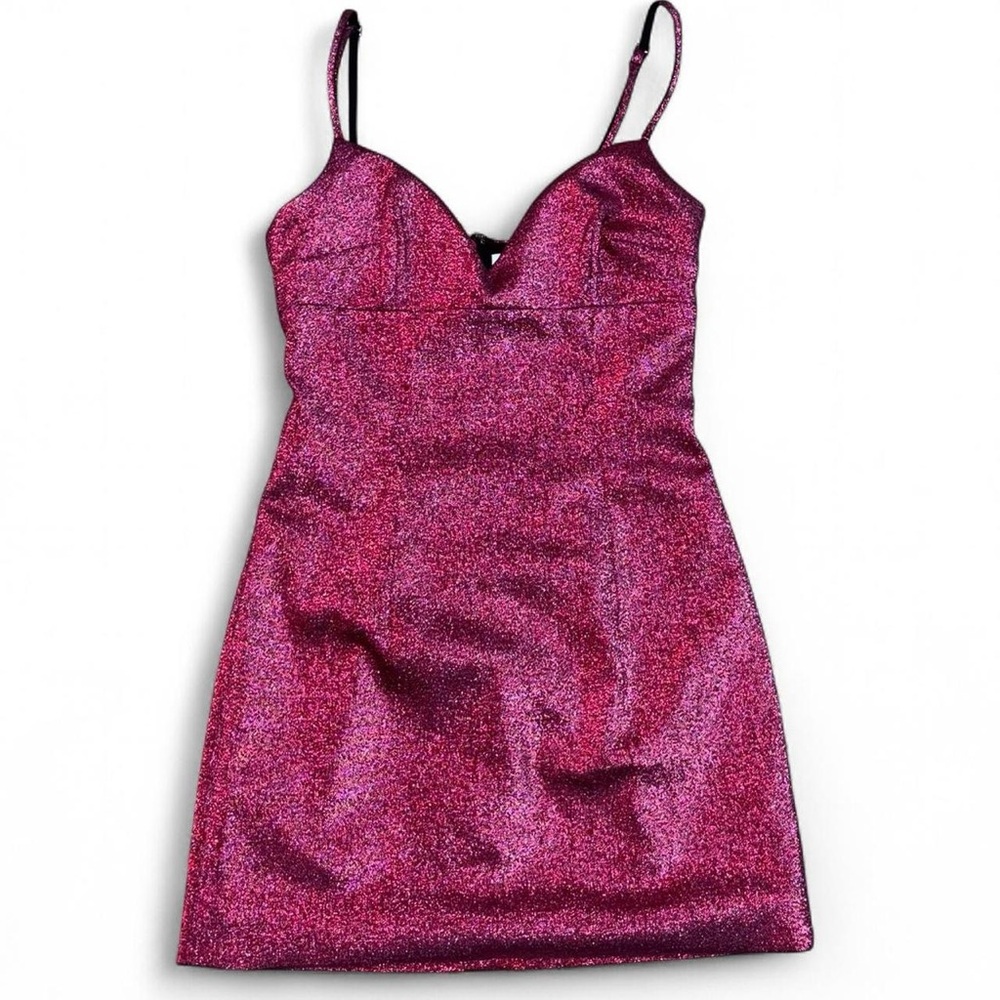 AREA NYC Glittering Fuchsia Mini Dress